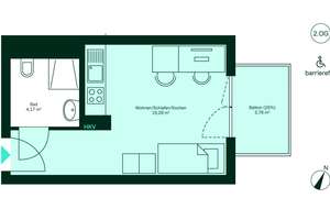 Barrierefreies Miniapartment mit Küchenzeile und Balkon – Roermonder Straße 76, 52072 Ponttor, Aachen – Vorschaubild 4