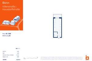 B12: Balkon "ins Grüne": 1-Zimmer-Apartment im 1. OG – Hausdorffstraße 348, 53129 Dottendorf, Bonn – Vorschaubild 4