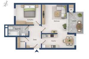 Gepflegte 2-Zimmer Wohnung im EG mit Balkon in Düsseldorf-Niederkassel – Lewitstrasse 45, 40547 Niederkassel, Düsseldorf – Vorschaubild 4