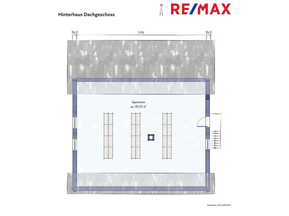 Hinterhaus, Grundriss Dachgesc