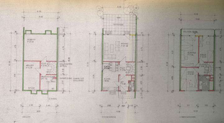 Grundriss Keller EG 1 OG