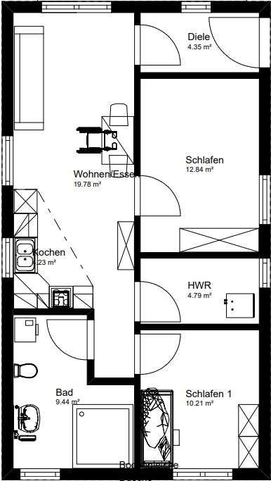 Grundriss Bungalow Hirstein li