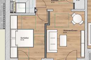KfW 40 QNG: 150.000 € Förderkredit - 2 Zimmer EG Wohnung mit Südterrasse – Wasserturmstraße 3-5, 85748 Garching bei München – Vorschaubild 2