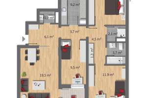 Gepflegte 4,5‑Zimmer‑Wohnung – 91 m² Wohnfläche mit Balkon und Aufzug in Essen-Horst – Die vollständige Adresse der Immobilie erhältst du vom Anbieter., 45279 Horst, Essen – Vorschaubild 16