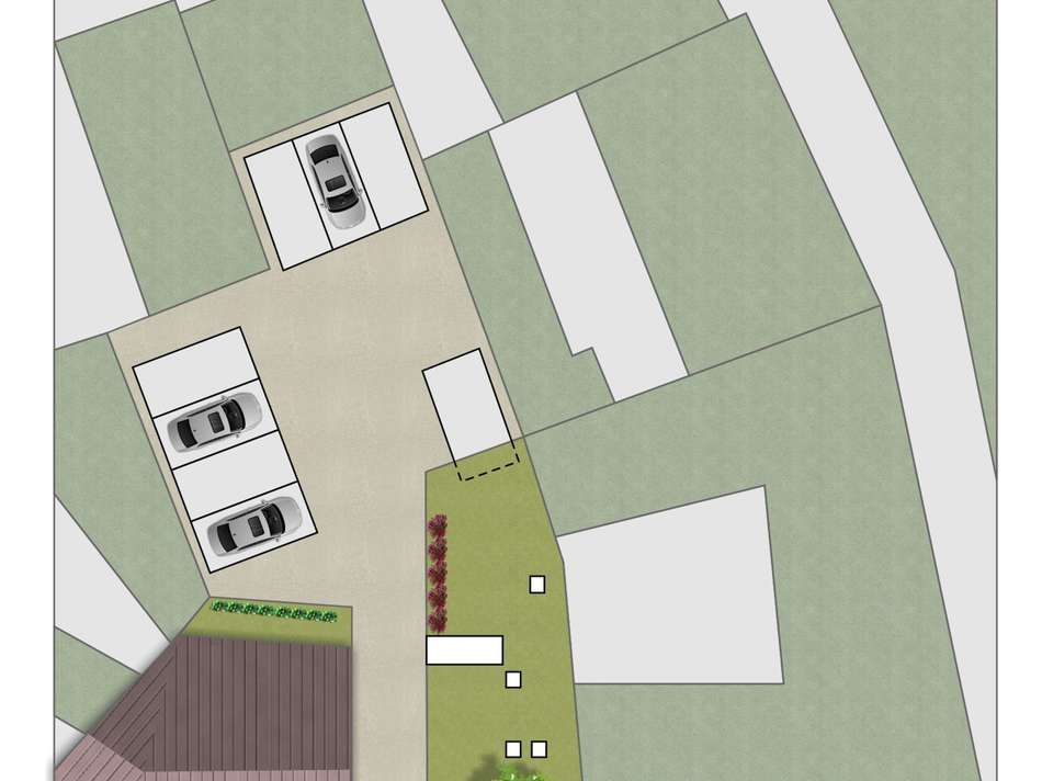 Lageplan mit Neubau-Beispiel
