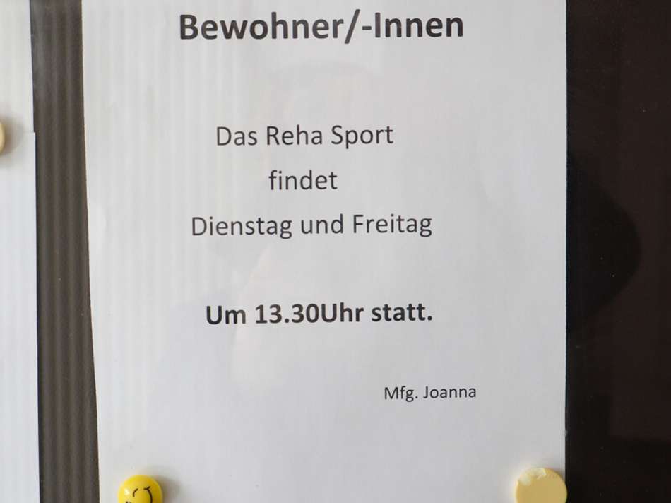 Aushang Reha Sport