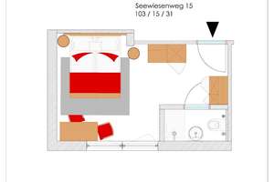 Doppelzimmer-Apartment möbliert im 1. Obergeschoss vorne links – Seewiesenweg 15, 69124 Kirchheim, Heidelberg – Vorschaubild 9