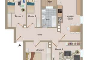 HOCHFELD: 4-Zimmerwohnung mit Wohnküche und Balkon- Loggia – Die vollständige Adresse der Immobilie erhältst du vom Anbieter., 86159 Hochfeld, Augsburg – Vorschaubild 10