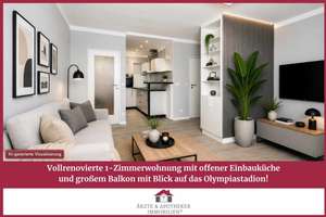 Vollrenovierte 1-Zimmerwohnung mit Einbauküche und großem Balkon mit Blick auf das Olympiastadion!