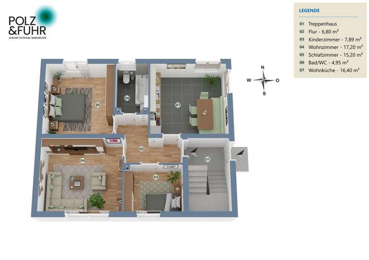 3-D Grundriss Erdgeschoss