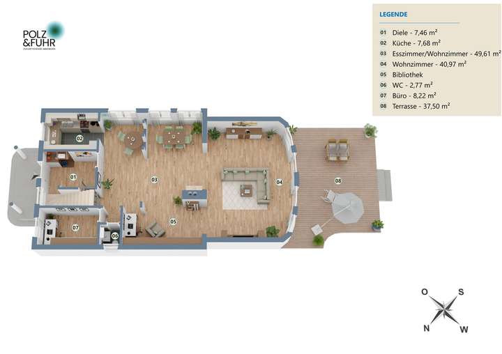 3D-Grundriss Erdgeschoss