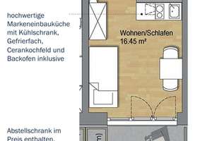 Erstbezug! Möbliertes Studentenapartment mit Balkon und EBK direkt an der Uni – Otto-Hahn-Straße 40, 93053 Galgenberg, Regensburg – Vorschaubild 11