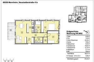 Attraktive 3-Zimmer Wohnung mit Terrasse im EG in Mannheim-Käfertal – Die vollständige Adresse der Immobilie erhältst du vom Anbieter., 68309 Käfertal, Mannheim – Vorschaubild 12