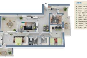 100m² Terrassenwohnung am Rüppurrer Schloss mit großer Terrasse, zwei Balkonen und Garage – Am Rüppurrer Schloss 3a, 76199 Weiherfeld-Dammerstock, Karlsruhe – Vorschaubild 33