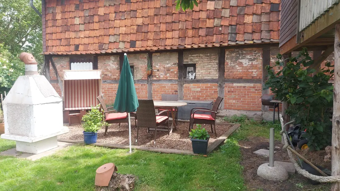 Terrasse am Fachwerkhaus