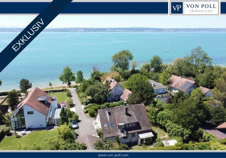 Logenplatz am Bodensee: Weiträumiges Anwesen mit unmittelbarem Seezugang - Sicht auf See & Alpen