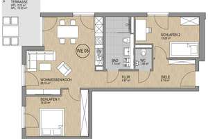 3-Zimmer EG Wohnung mit Terrasse und Gartenanteil