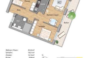 Betreutes Wohnen - 3-Zimmer-Wohnung in Wurmberg – Uhlandstraße 14, 75449 Wurmberg – Vorschaubild 2