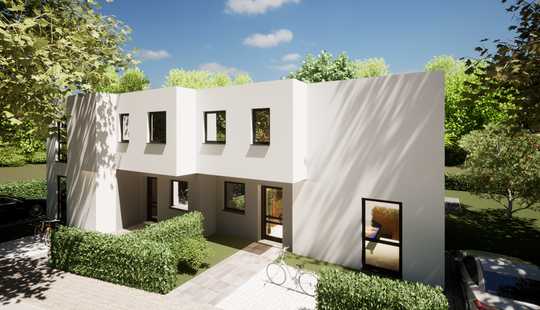 Bild von Modernes Wohnen in Langen! KfW 40 NH DHH im Bauhausstil mit Terrasse, Balkon und Garten!