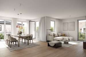 NEUBAU: Stilvolle 3-Zimmer-Wohnung mit zwei Dachterrassen & Balkon im beliebten Denning – Marienburger Straße 47, 81929 Englschalking, München – Vorschaubild 1