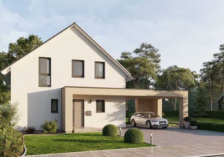 modernes Wohnhaus mit Baugrundstück