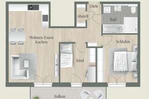 Naturnahe barrierefreie Neubau 3-Zimmer-Wohnung mit großem Balkon in Erlangen-Alterlangen