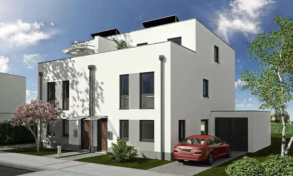 Neubau eines modernen Einfamilienhauses als Nullenergiehaus