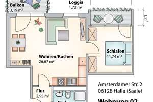 Und den Bäcker gleich vor der Tür! Single- Apartment mit offener Küche und 2 Balkonen in Halles Süde – Amsterdamer Str. 2, 6128 Südstadt, Halle (Saale) – Vorschaubild 6
