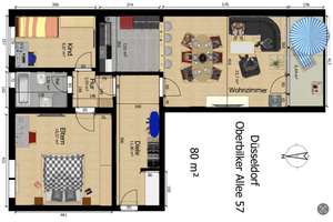 Stilvolle 3-Zimmer-Wohnung mit Balkon - modernisiert, hell und großzügig – Oberbilker Allee 57, 40223 Bilk, Düsseldorf – Vorschaubild 9
