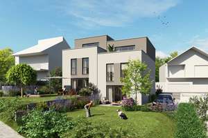 Pforzheim Eutingen Nägelishälden - Attraktive Flachdach-Doppelhaushälften mit Dachterrasse – Die vollständige Adresse der Immobilie erhältst du vom Anbieter., 75181 Eutingen, Pforzheim – Vorschaubild 1