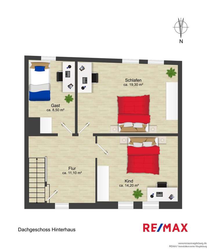 Dachgeschoss mittleres Haus