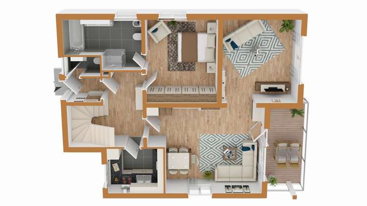 Erdgeschoss mit Balkon