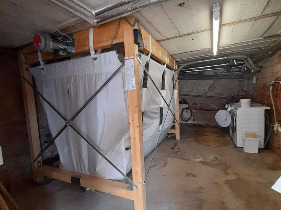 Pelletsilo im Keller
