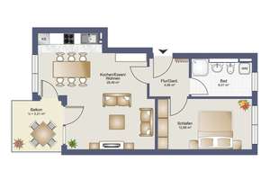 Lifestyle - 2 Zi. Wohnung mit Balkon in Uninähe – Die vollständige Adresse der Immobilie erhältst du vom Anbieter., 93053 Galgenberg, Regensburg – Vorschaubild 7