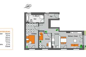 Großzügige 3 Zimmer Wohnung mit eigenem Garten – Bönnigheimer Straße 32, 70435 Zuffenhausen-Mitte, Stuttgart – Vorschaubild 8