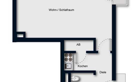 1‑Zi.-Apartment mit Loggia in MA‑Schwetzingerstadt – vermietet, Fernwärme, 6. OG - PROVISIONSFREI