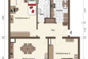 Helle 3-Zi-Wohnung mit 2 Balkonen in zentraler, grüner Lage von Köln Nippes.  – Die vollständige Adresse der Immobilie erhältst du vom Anbieter., 50733 Nippes (Ortsteil), Köln – Vorschaubild 15