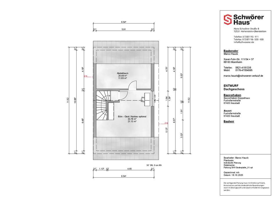Grundriss DHH Bodenplatte DG_V