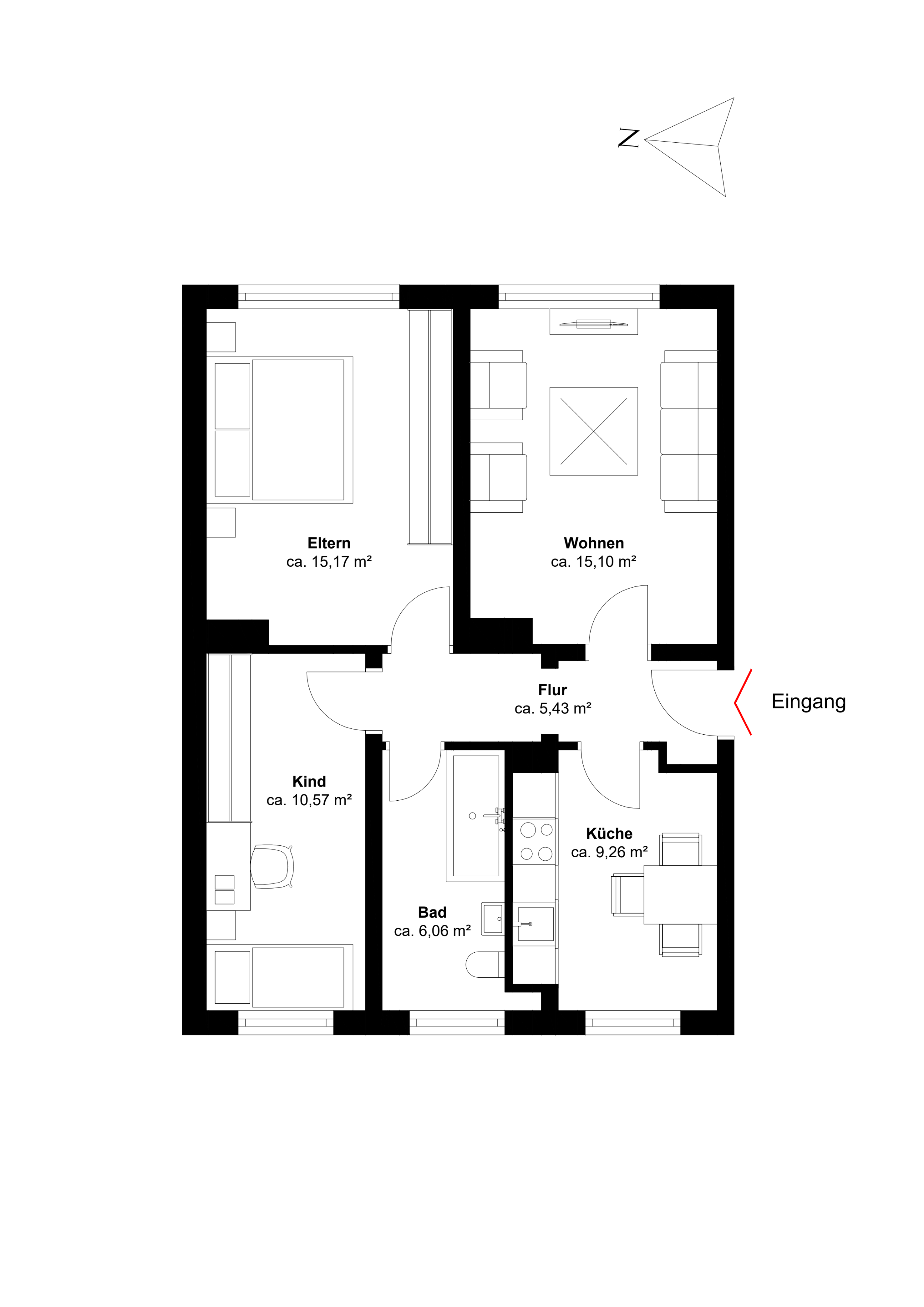 Eigentumswohnung Nr. 3 – Eigentumswohnung mit Potenzial in ländlicher Lage, Vorpommern Rügen Kreis – Bild 4