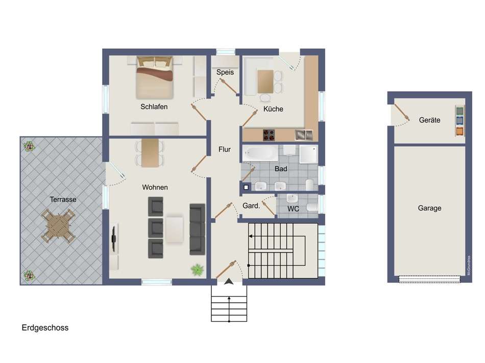 Grundriss EG visualisiert