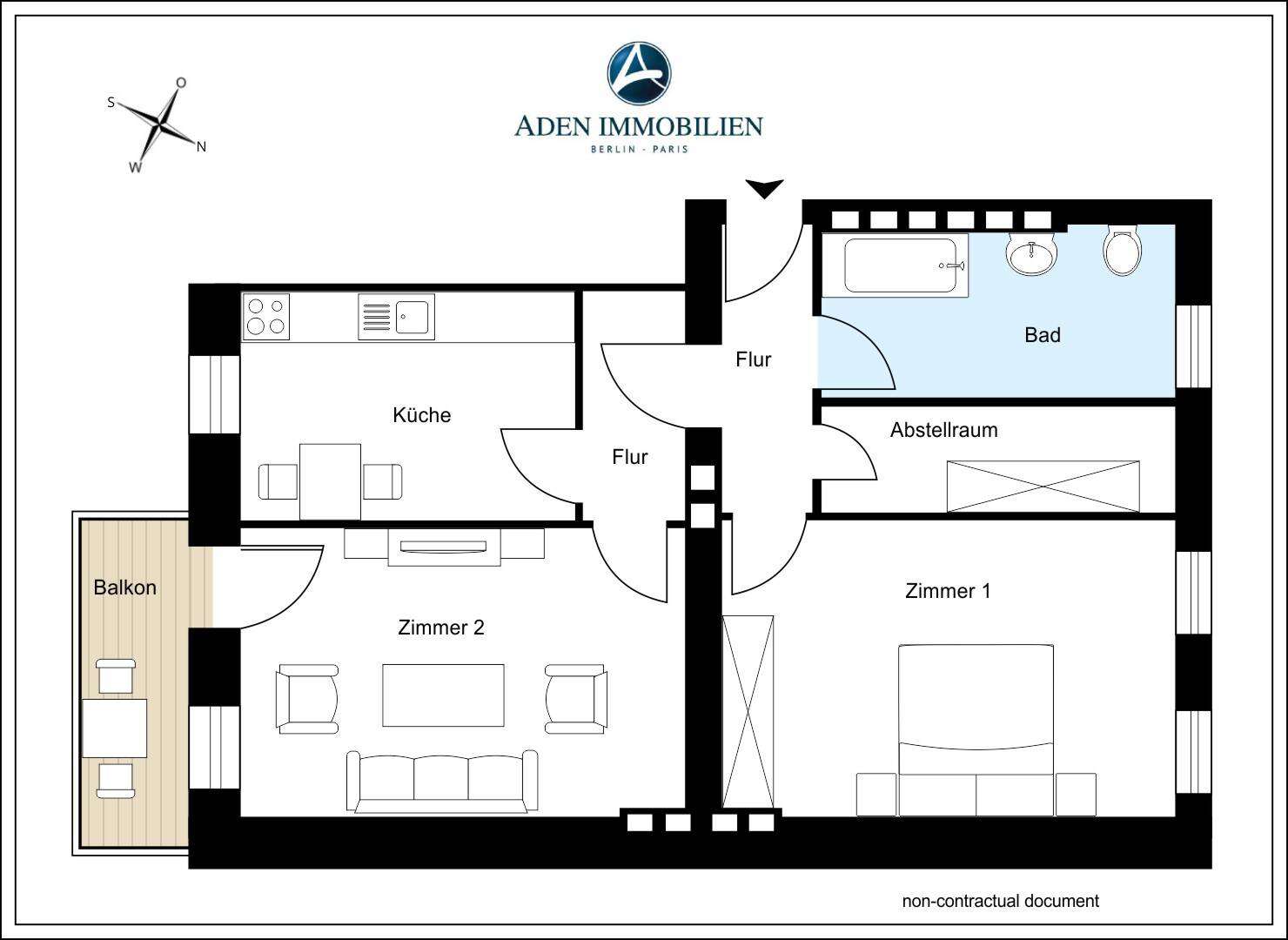 Bequem im 1. OG gelegen! Altbauwohnung mit 2 Zi. & großem Südwestbalkon in Berlin-Friedrichshain!, Berlin – Bild 3