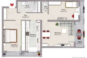 3-Zimmer Wohnung mit 2 Balkonen im Schwabencenter – Die vollständige Adresse der Immobilie erhältst du vom Anbieter., 86161 Wolfram-und Herrenbachviertel, Augsburg – Vorschaubild 6
