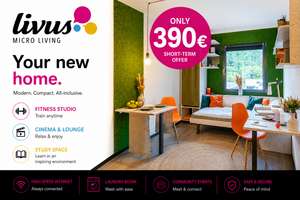SUMMER DEAL!!  ALL-IN MIETE FÜR STUDENTEN & AZUBIS – WLAN, STROM, GYM & KINO INKLUSIVE!