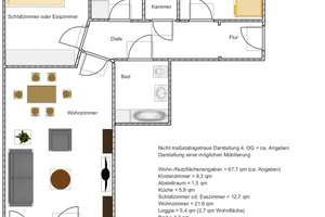 (Möblierte) 5-Zimmer-Wohnung mit Balkon auf 130qm in Neuhausen - für Familien, Home Office, WGs – Die vollständige Adresse der Immobilie erhältst du vom Anbieter., 80637 Oberwiesenfeld, München – Vorschaubild 13