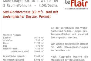 "Le Flair" in Düsseldorf-Pempelfort, helle 2-Raumwohnung mit Parkett u. 19 m² Dachterrasse. – Marc-Chagall-Str. 10, 40474 Pempelfort, Düsseldorf – Vorschaubild 6