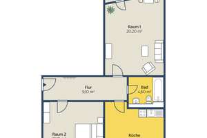2-Raum-Wohnung mit Balkon in Heiterblick/Kiebitzmark – Wieselstr. 15, 4329 Heiterblick, Leipzig – Vorschaubild 2