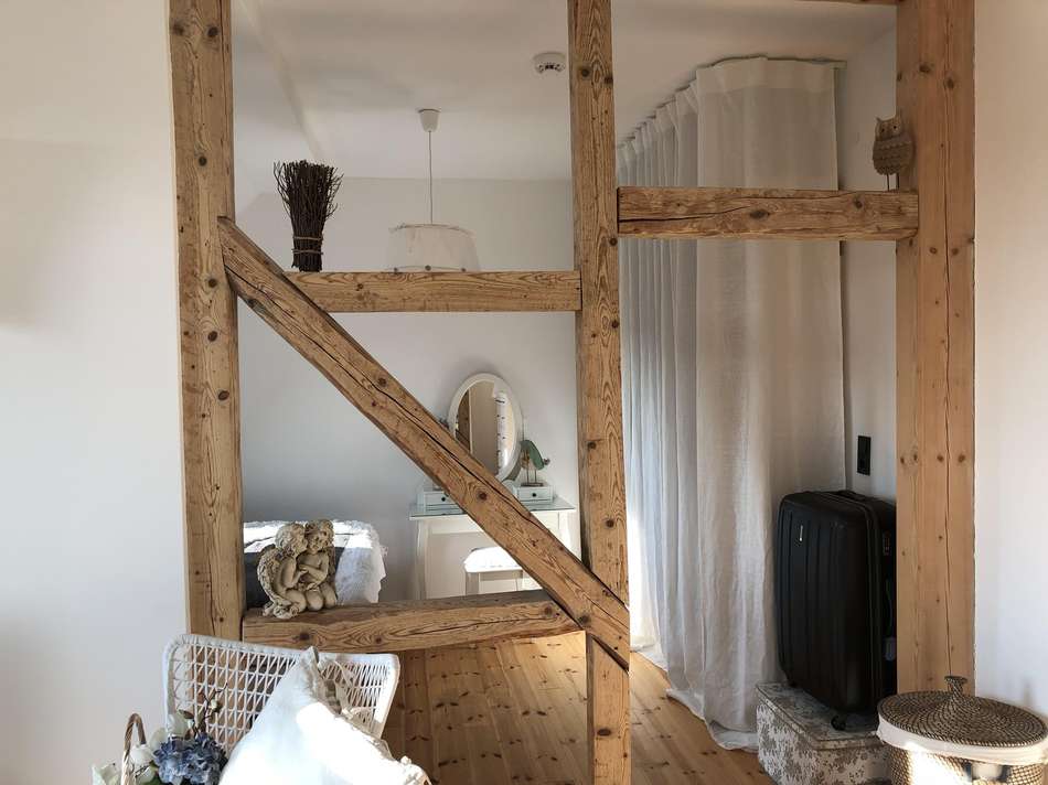 Blick Wohnzimmer Schlafzimmer