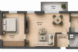 // Zentrale Lage in Wurzen // 2 Zimmer mit Balkon und TG Stellplatz // ab Oktober // – 4808 Wurzen – Vorschaubild 2
