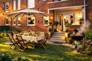 Im Sommer draußen wohnen – mit Abendsonne auf der eigenen Westterrasse.