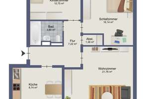 Gepflegte 3-Zimmerwohnung, nähe Sodenmattsee. – Die vollständige Adresse der Immobilie erhältst du vom Anbieter., 28259 Sodenmatt, Bremen – Vorschaubild 15